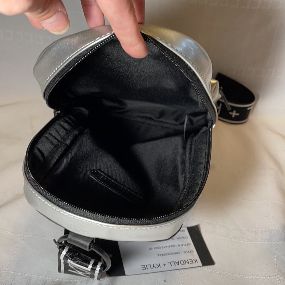 SOLD - NWT Kendall + Kylie One Strap Mini Backpack in Metallic Space Silver - Picture 5 of 9